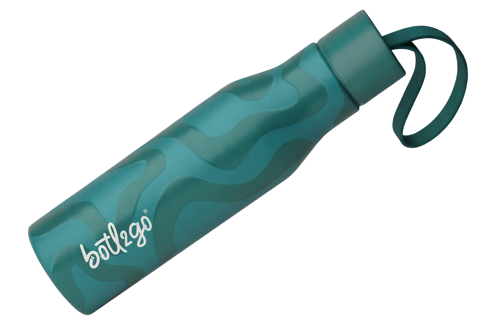 Botella térmica Botl2go de aluminio destacada en fondo limpio